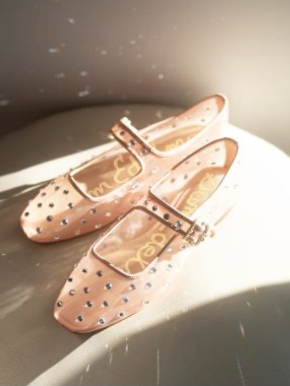 Sam Edelman Nude Mesh Mary Jane Flats with Crystal Studs - Picture 3 of 6